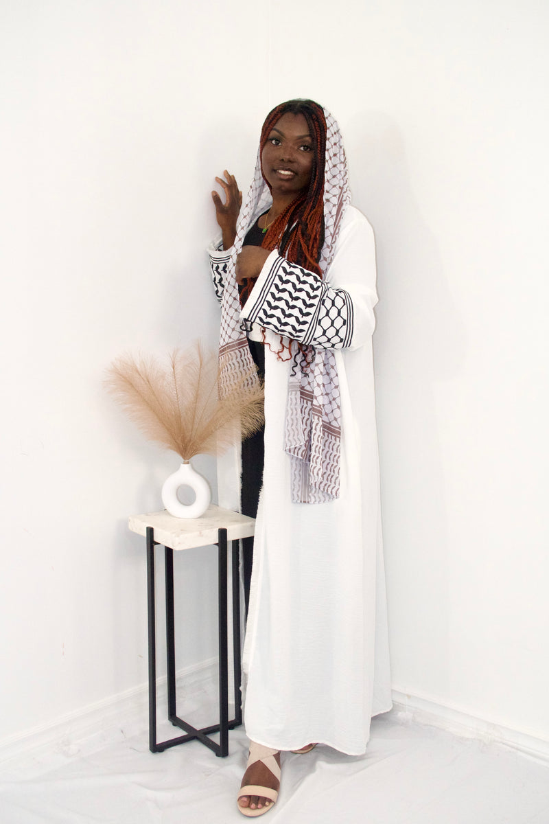 keffiyeh dress Keffiyeh Abaya in White – Mync Boutique