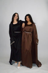 Rehana Crystal Abaya Set in Black