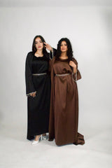 Rehana Crystal Abaya Set in Black