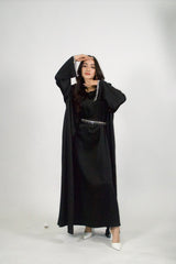 Rehana Crystal Abaya Set in Black