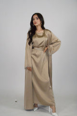 Rehana Crystal Abaya Set in Champagne