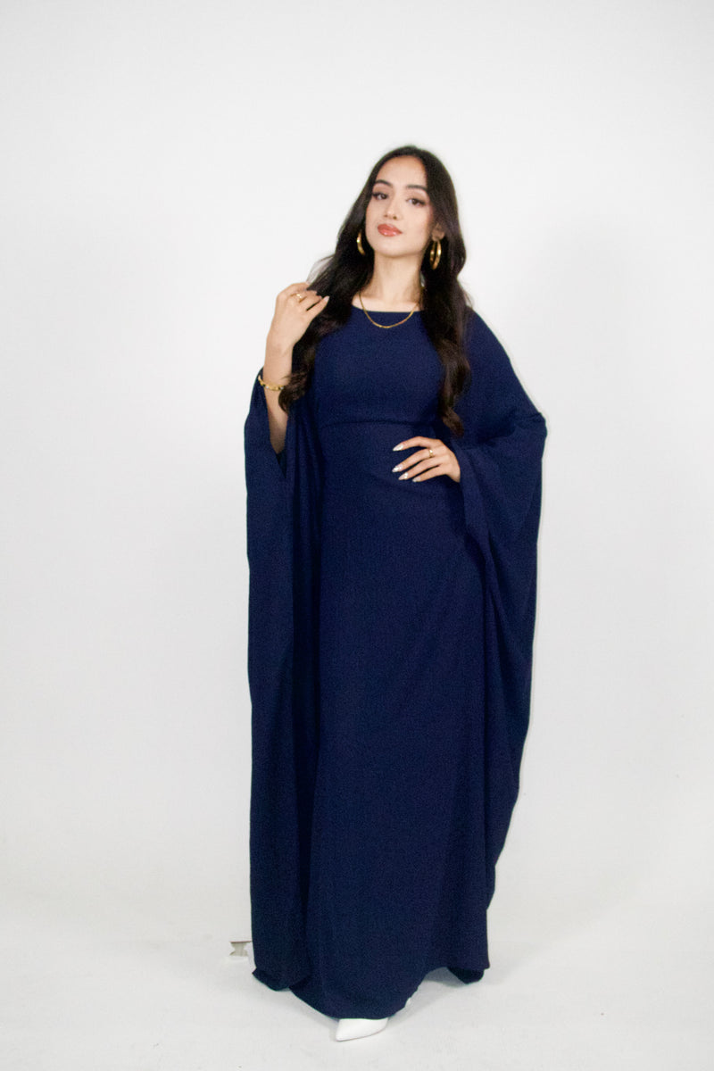 Yelda Simple Butterfly Abaya - Dark Blue