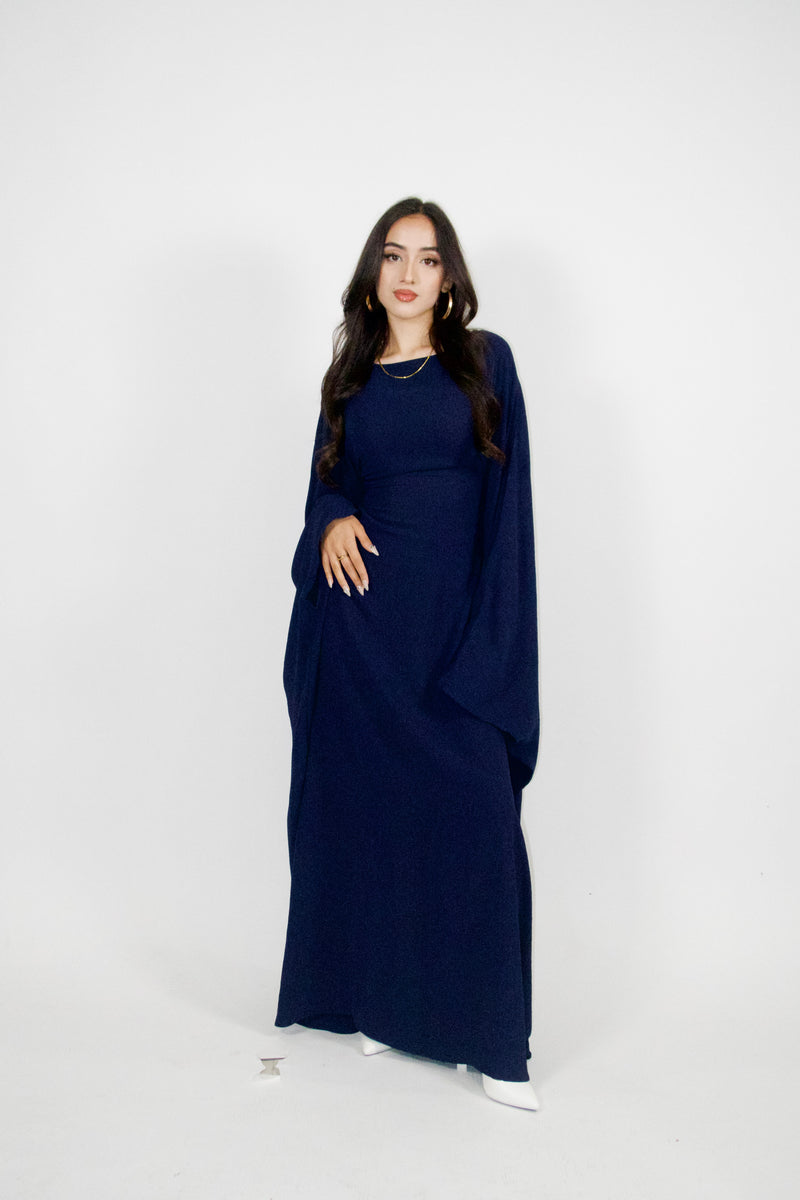 Yelda Simple Butterfly Abaya - Dark Blue