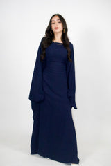 Yelda Simple Butterfly Abaya - Dark Blue