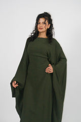 Yelda Simple Butterfly Abaya - Khaki Green