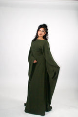 Yelda Simple Butterfly Abaya - Khaki Green