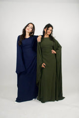 Yelda Simple Butterfly Abaya - Khaki Green