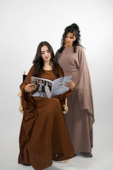 Yelda Simple Butterfly Abaya - Chocolate Brown