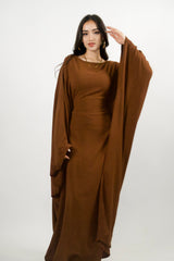 Yelda Simple Butterfly Abaya - Chocolate Brown