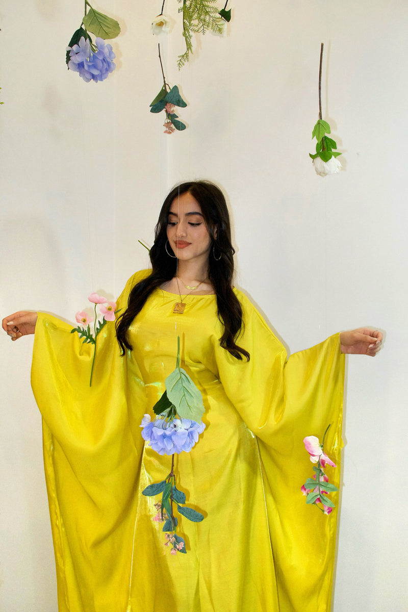 Saya Butterfly Abaya - Yellow