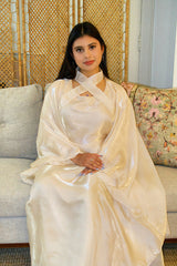 Criss-Cross Neck Butterfly Abaya - Cream