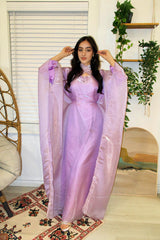 Criss-Cross Neck Butterfly Abaya - Lilac