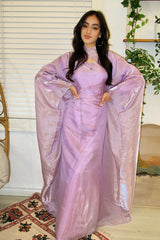 Criss-Cross Neck Butterfly Abaya - Lilac