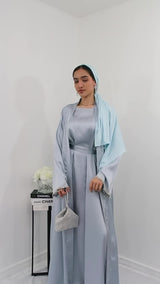 Rehana Crystal Abaya Set in Ice Blue